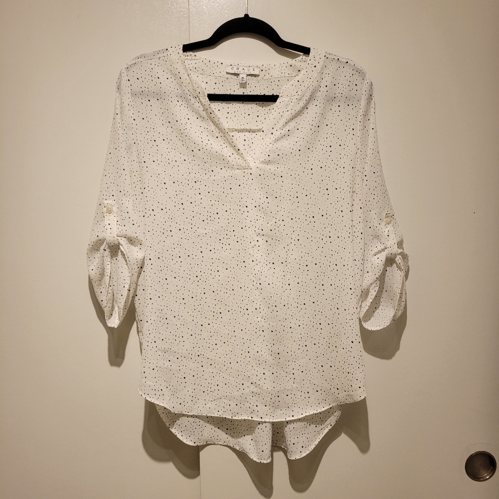 Speckled white and black top size M